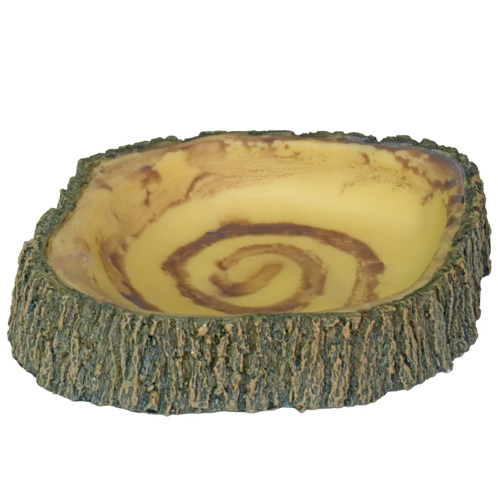 Hobby Bark Bowl 2 Futternapf in naturgetreuer Rindenoptik, glatt innen, 17 × 15,5 × 3,5 cm – Futter‑ und Wassernapf für Reptilien, Amphibien und Wirbellose im Terrarium