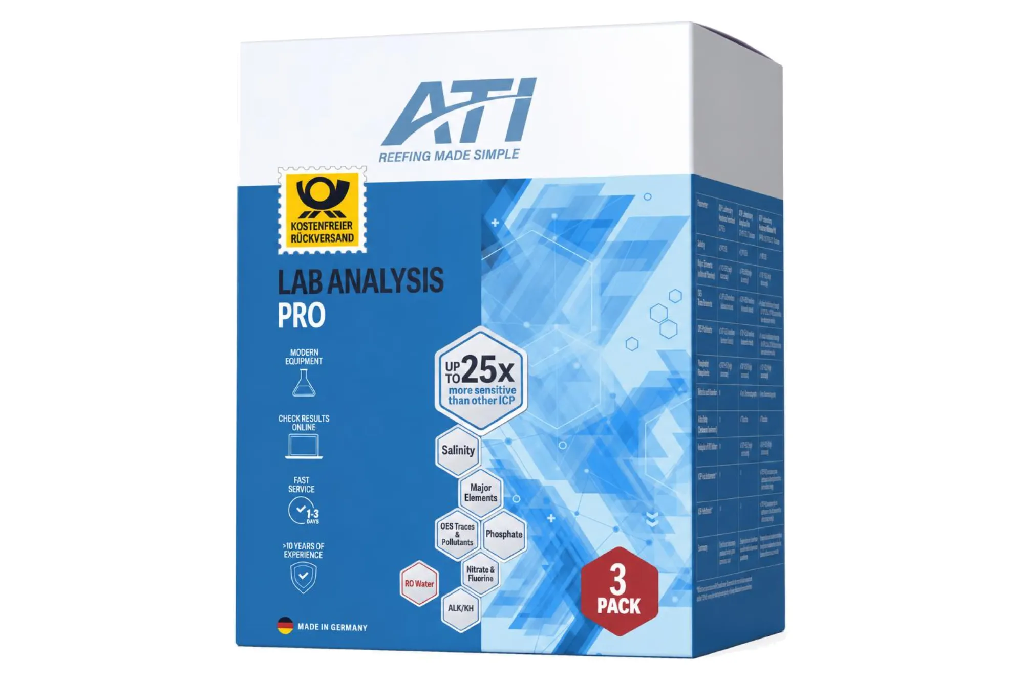 ATI ICP Laboranalyse Pro 3er Pack + Rückversand DE – KI-generierte Abbildung aus Produktreferenz