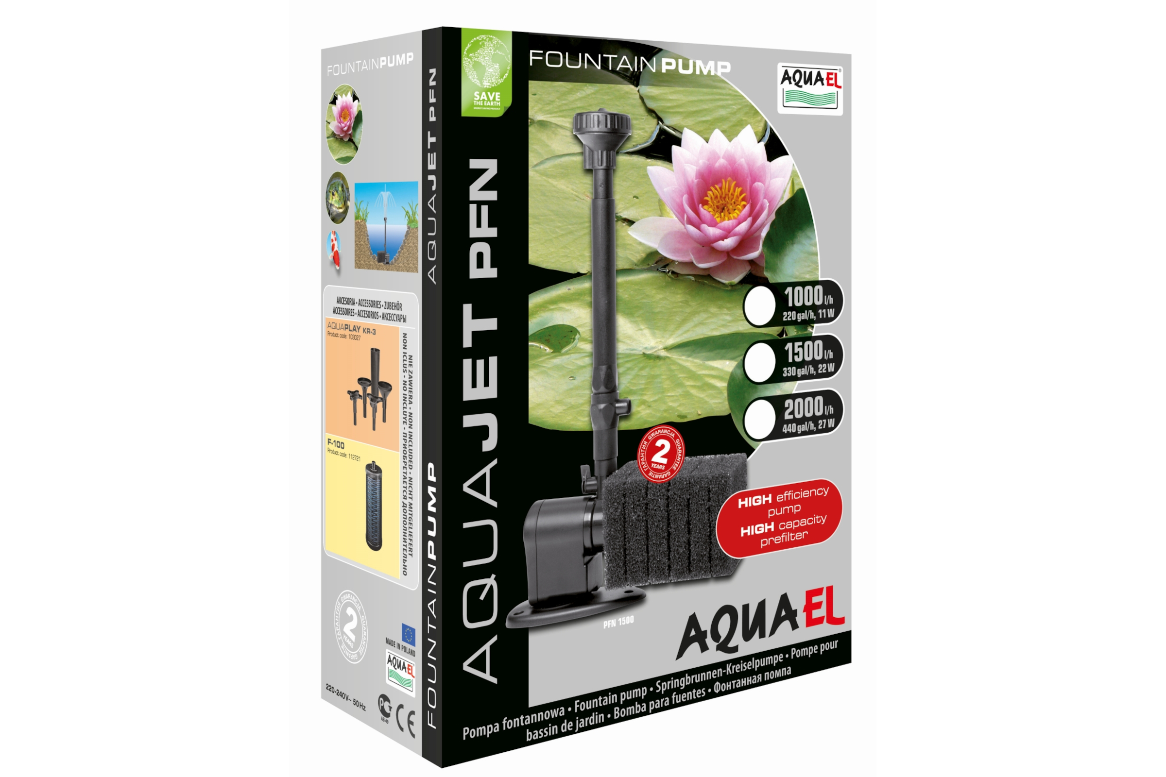 Aquael Teichpumpe AquaJet PFN 2000, Springbrunnen-Kreiselpumpe