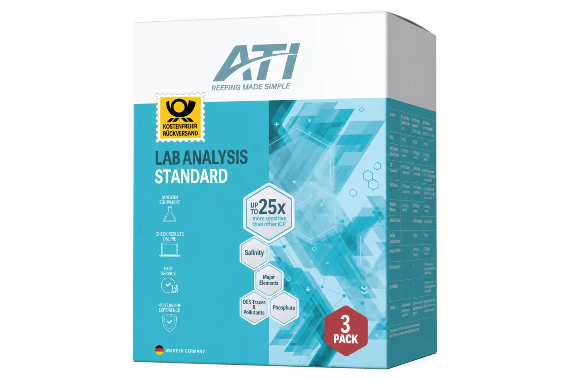 ATI ICP Lab Analysis Standard 3er Pack inkl. Rückversand DE – KI-generierte Abbildung aus Produktreferenz