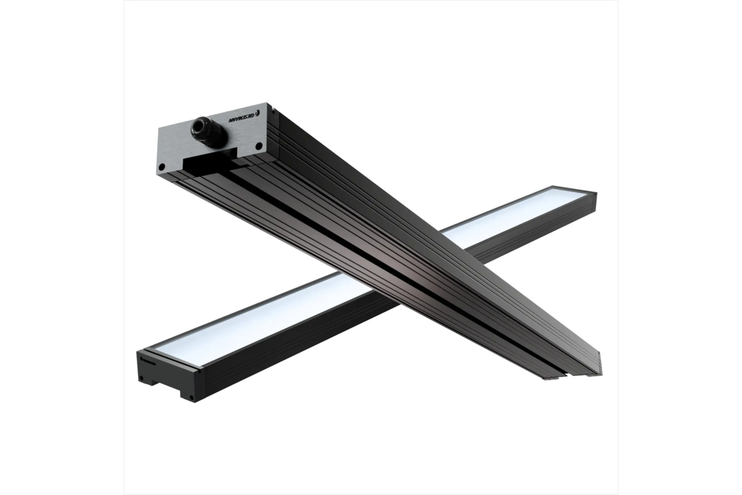 Schwarze LED-Lichtleisten im Kreuz, Aluminiumgehäuse