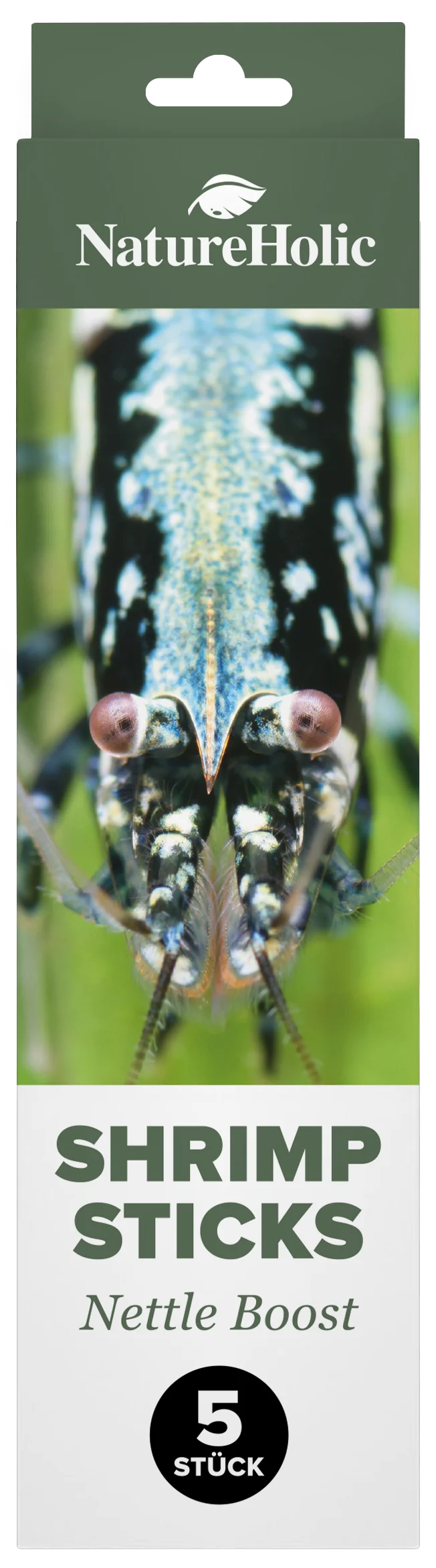 NatureHolic Shrimp Sticks Verpackung (Nettle Boost, 5 Stück)