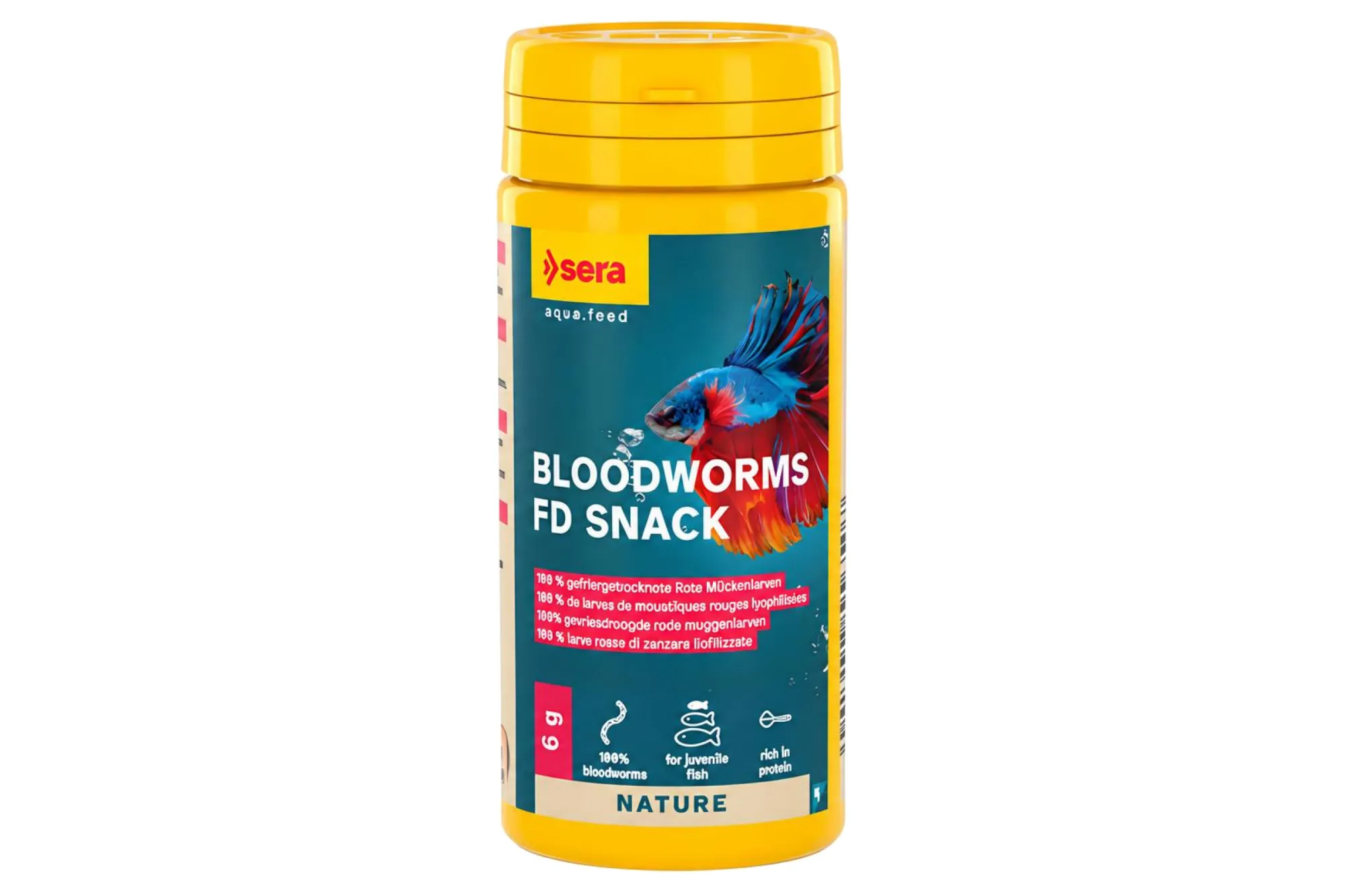 sera Bloodworms FD Snack 50 ml (6 g) – KI-generierte Abbildung aus Produktreferenz