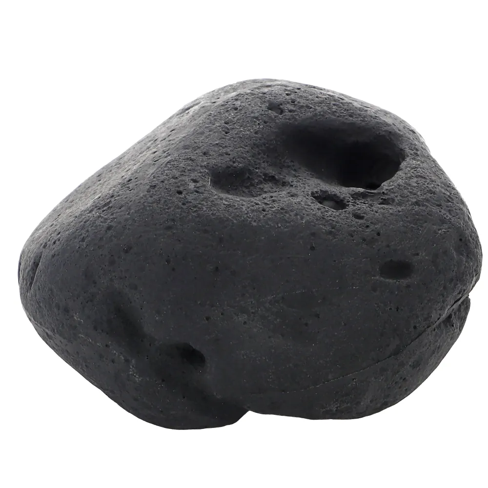 Hobby River Rock 1: schwarzer, weich gerundeter Deko‑Flussstein (10 × 9,5 × 6,5 cm) mit zurückhaltender, vom Wasser geschliffener Oberfläche – wasserneutral, ideal für Aquascaping und Verstecke