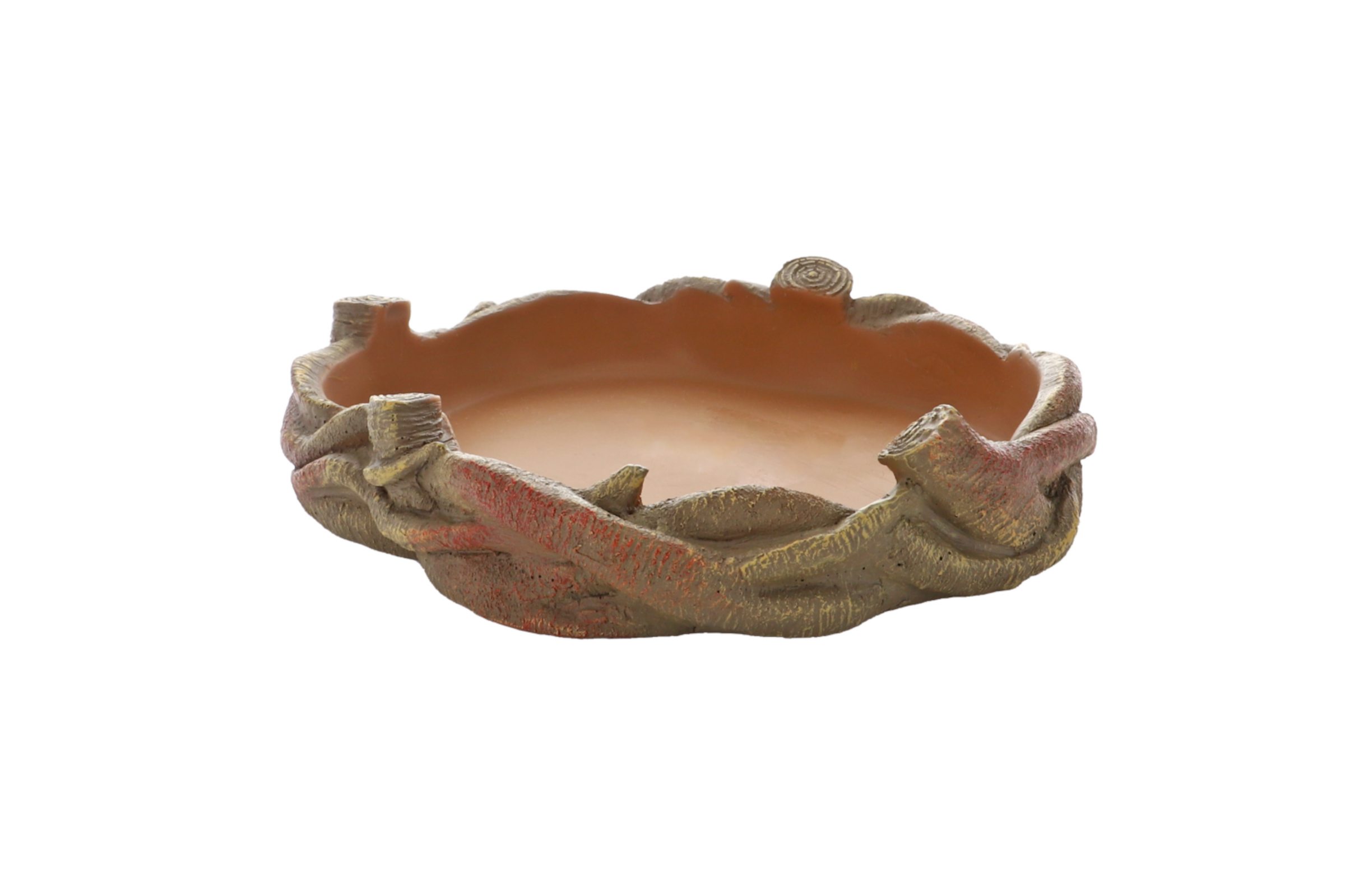 Runde Terrakotta-Schale mit dekorativem Astrand