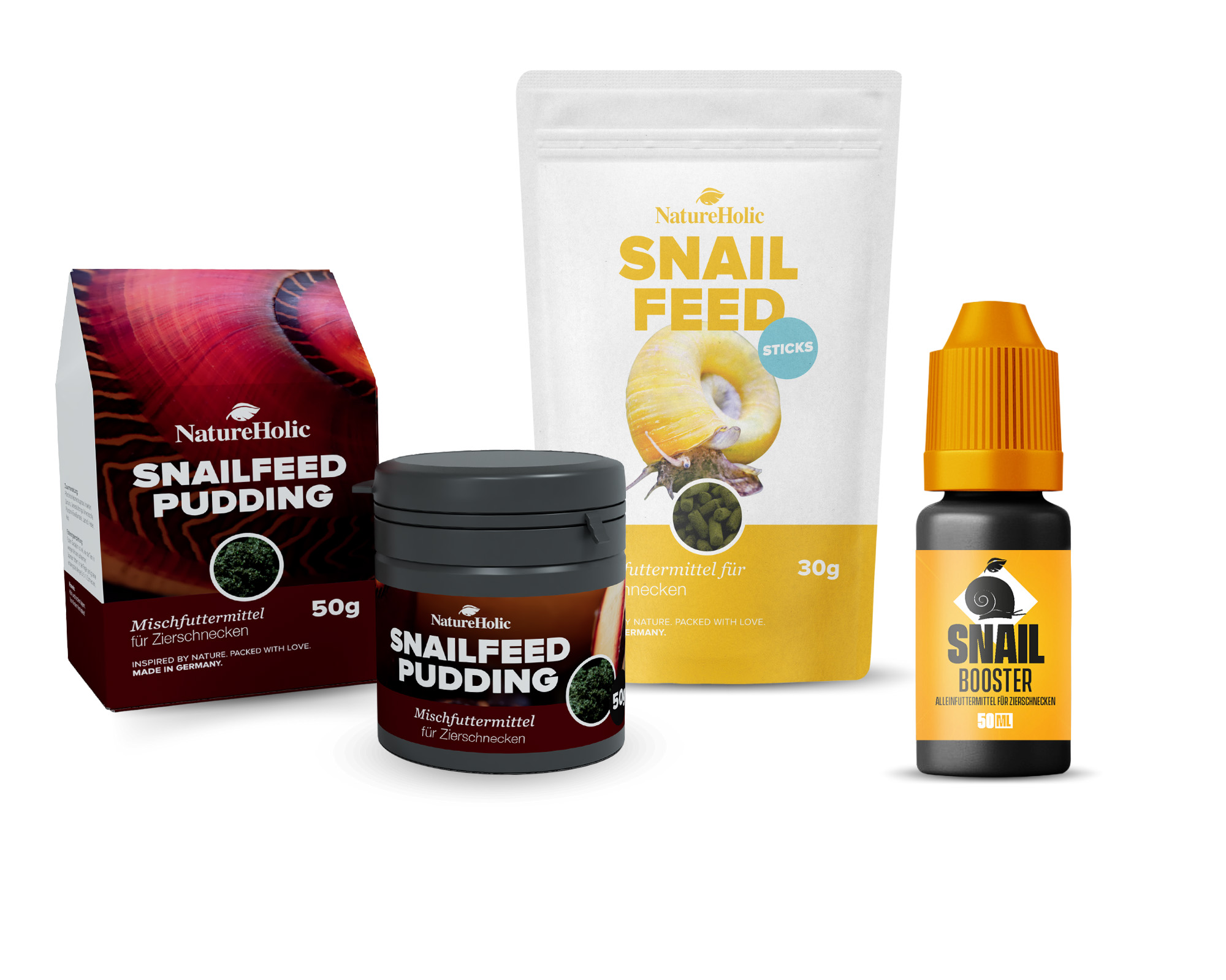 NatureHolic Schnecken Futter Paket - Snailfeed Sticks, Snailfeed Power-Paste, Snail BOOSTER 