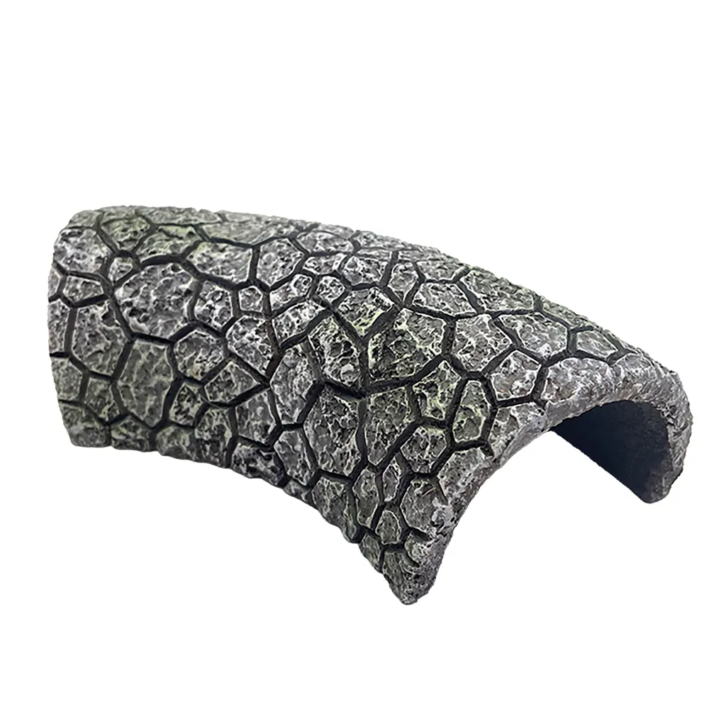 Hobby Cracked Rock Cave 1: Aquarienhöhle mit kantiger Bruchstruktur und sichtbarer Gesteinsmaserung, Tunnel-Versteck für Fische, Garnelen, Reptilien und Amphibien, Maße 17 x 8,5 x 5 cm