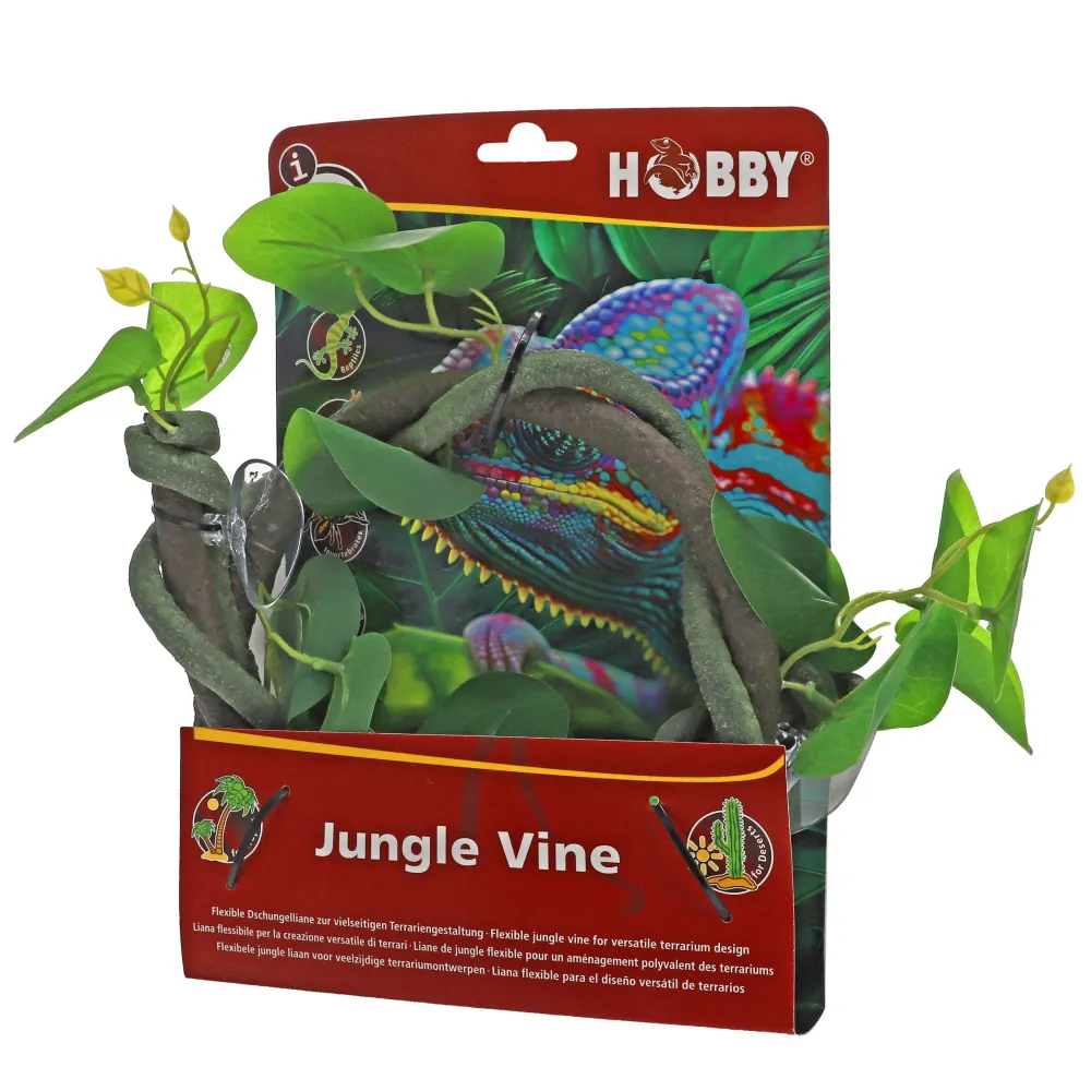 Hobby Jungle Vine 1: 100 cm frei biegbare Terrarien-Liane mit glatter, leicht gewundener Oberfläche und kräftig satten grünen Blättern – flexible Kletter- und Dekor-Liane für Terrarien (Hersteller: Hobby)