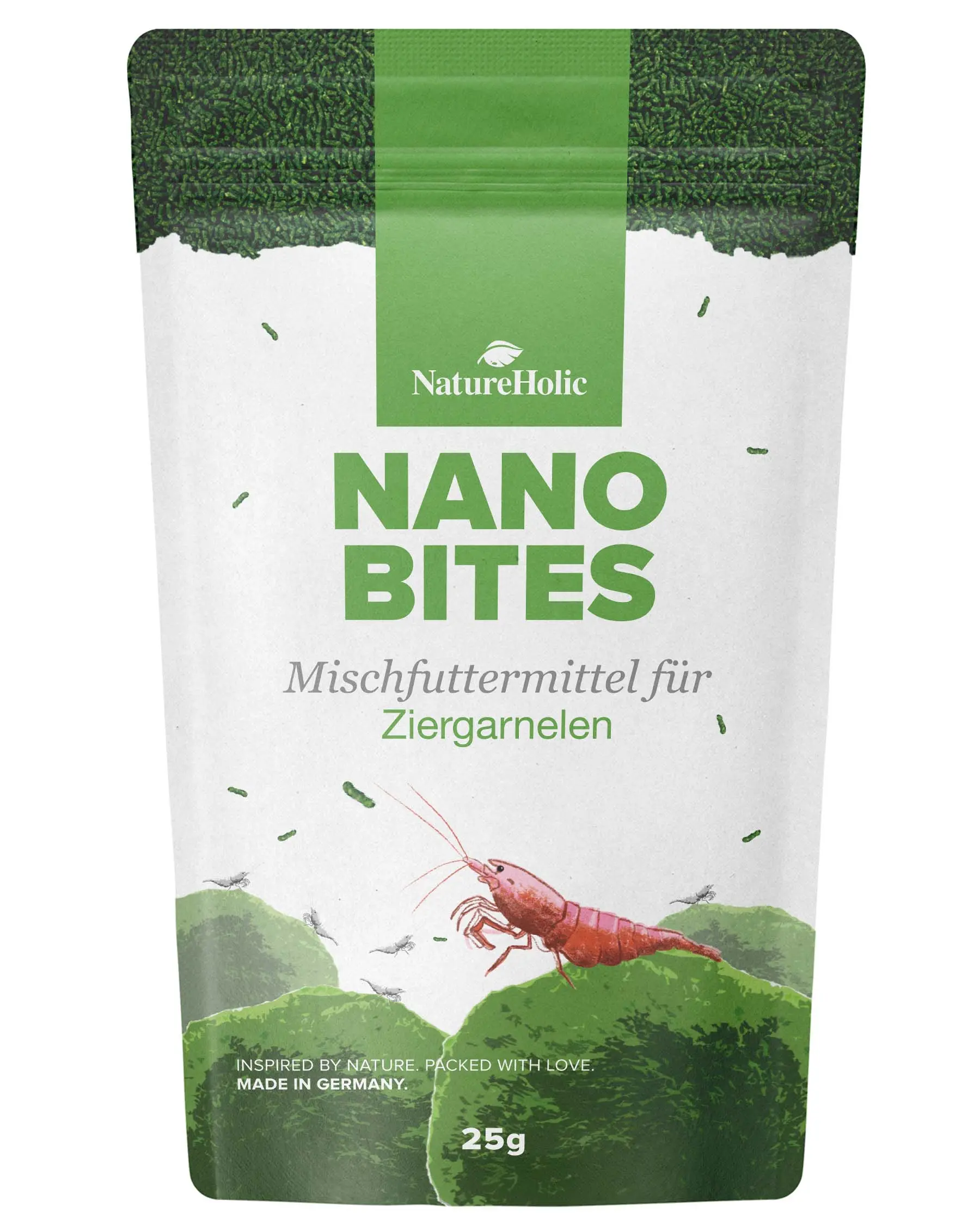 Verpackung NatureHolic Nano Bites Ziergarnelenfutter 25 g