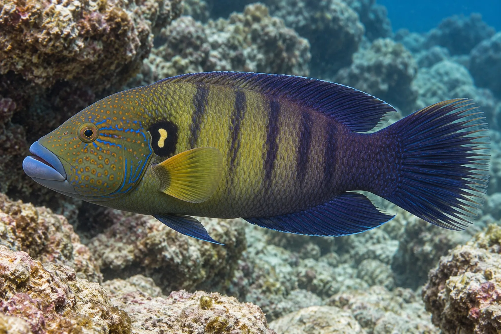 Besenschwanz-Prachtlippfisch, Cheilinus lunulatus
