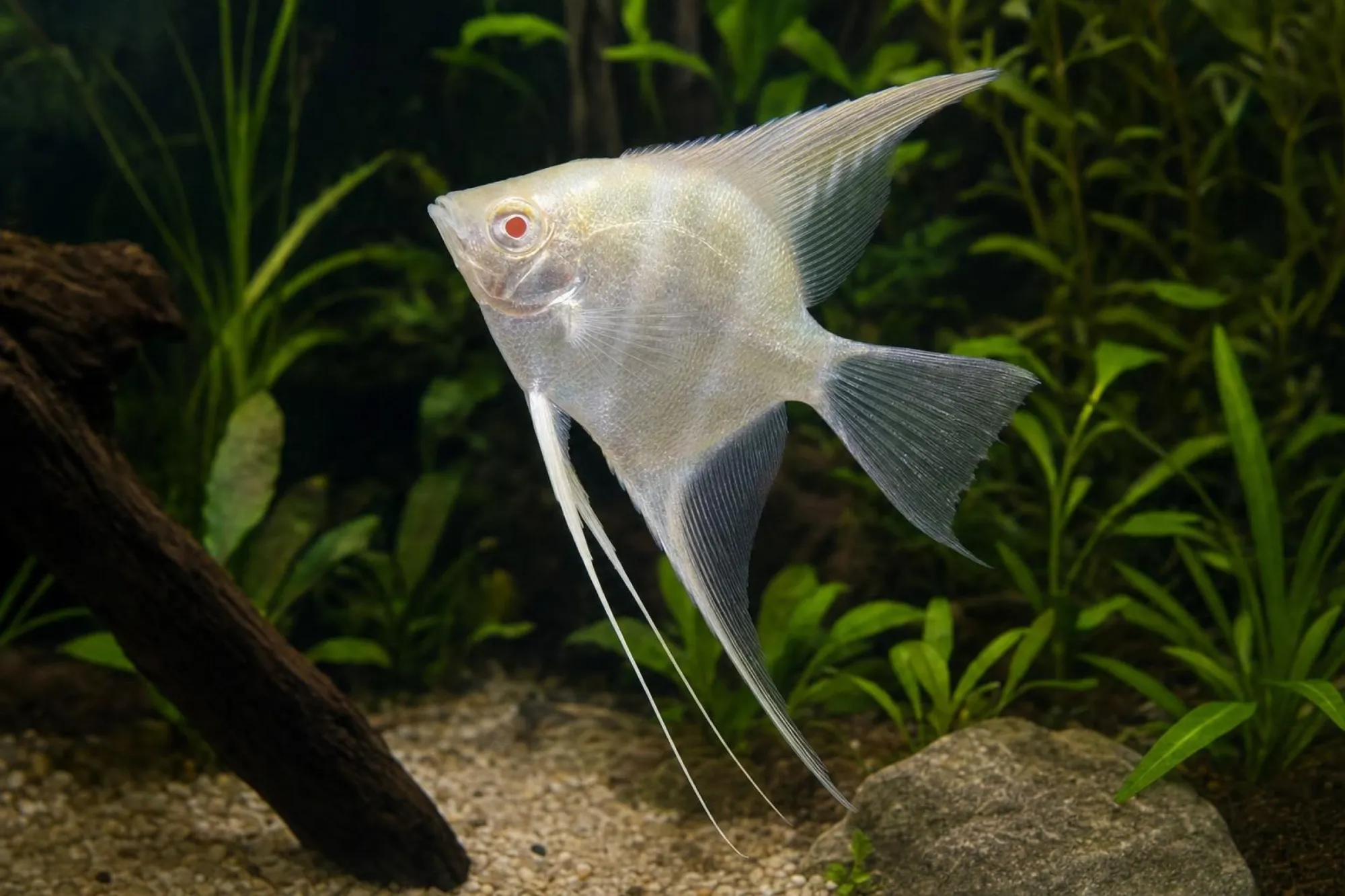 Albino-Peru-Skalar, Pterophyllum scalare, ca. 4,0 cm