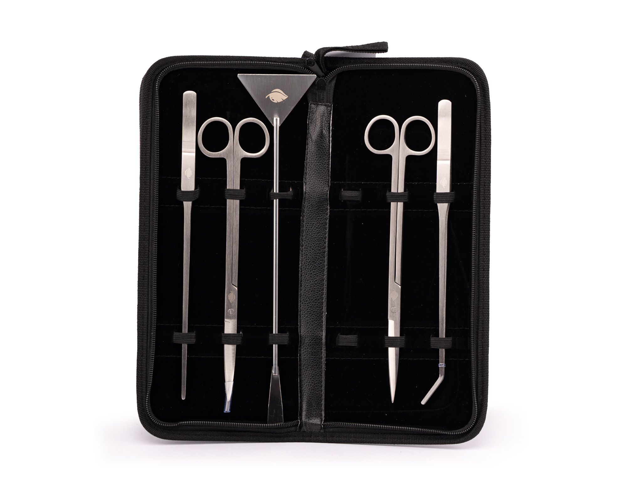 Edelstahl-Pinzettenset im schwarzen Etui