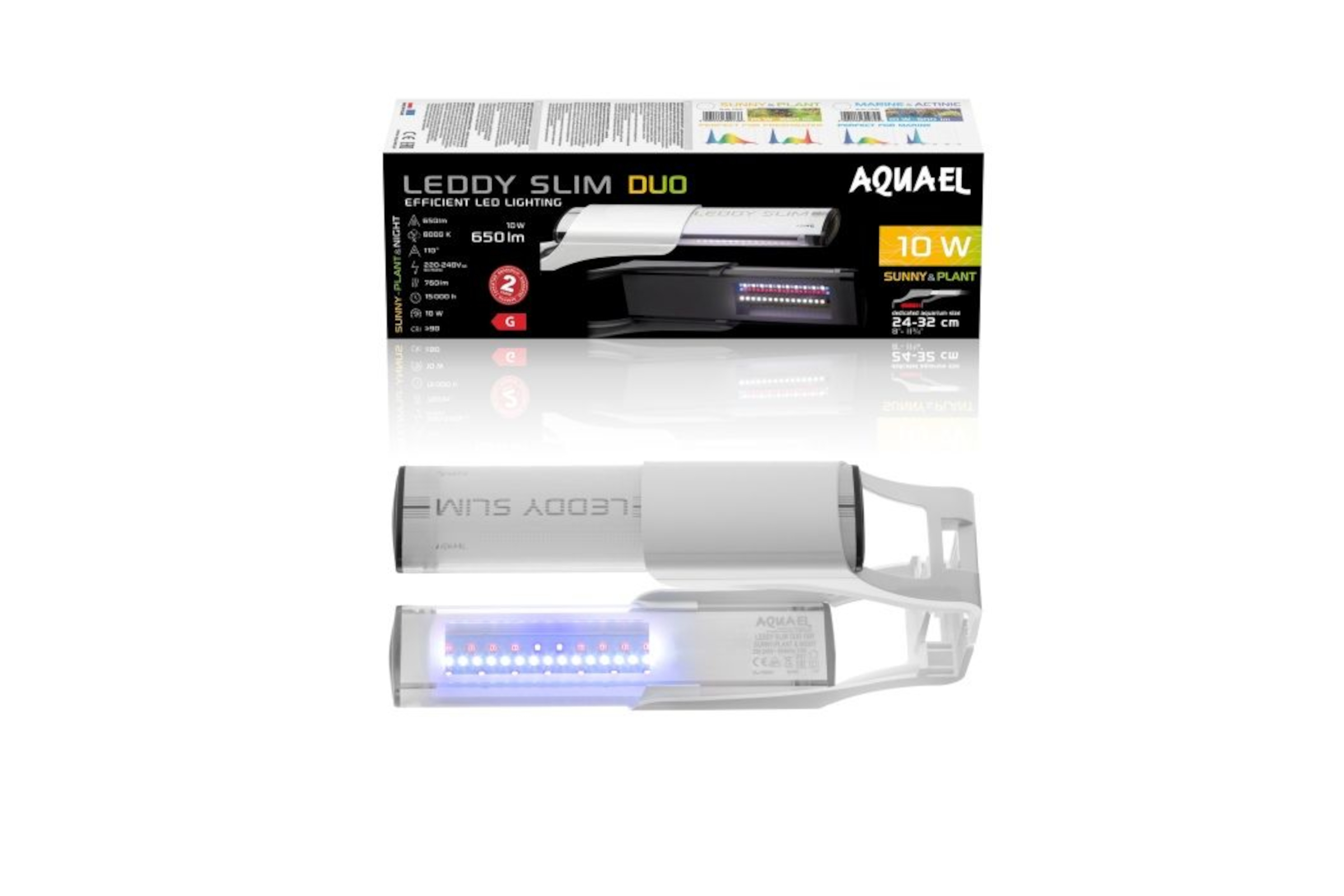 Aquael Leddy Slim Duo, Sunny Plant & Night 2.0, weiß, in 2 Längen