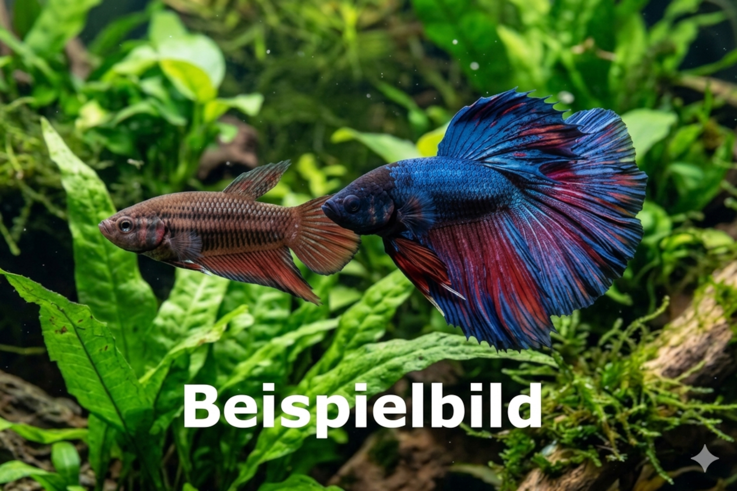 Beispielbild: Kampffisch-Pärchen (Betta splendens) in Halfmoon Bright Red Farbform – bewusst zusammengestelltes Zuchtpärchen, Betta MIX