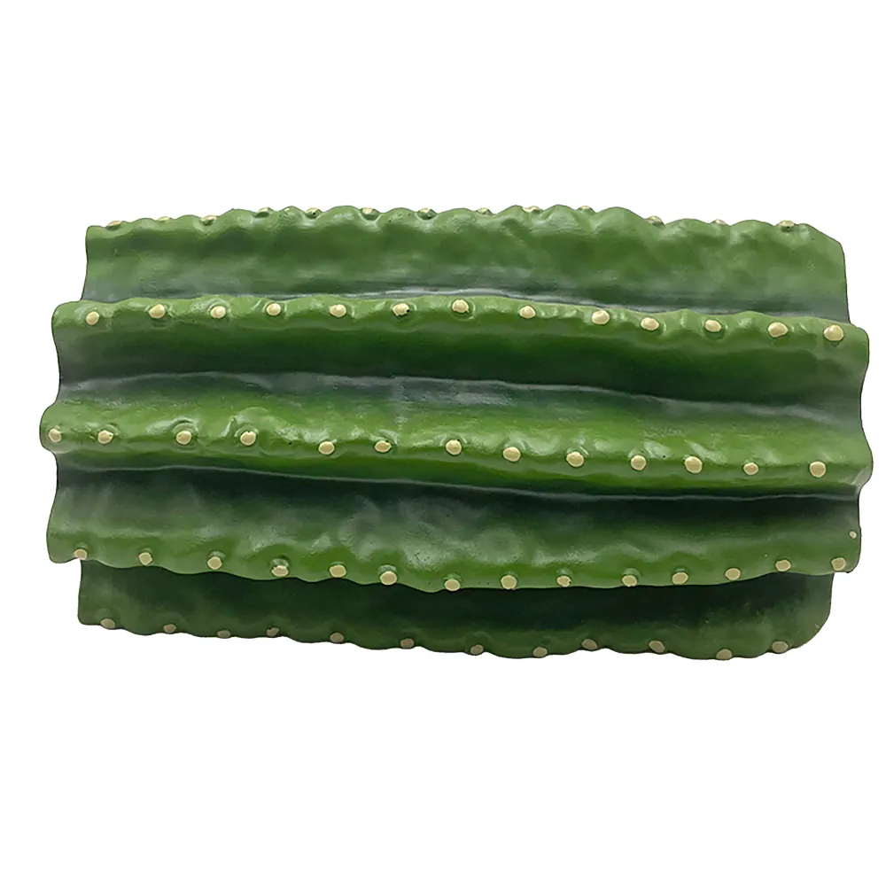 Hobby Cactus Tube 2: grüne, gerippte Kaktusröhre aus Polyresin als offenes Versteck, Durchgang und Kletterhilfe für Reptilien im Wüsten- und Trockenterrarium, 18,5 x 11 x 9,5 cm