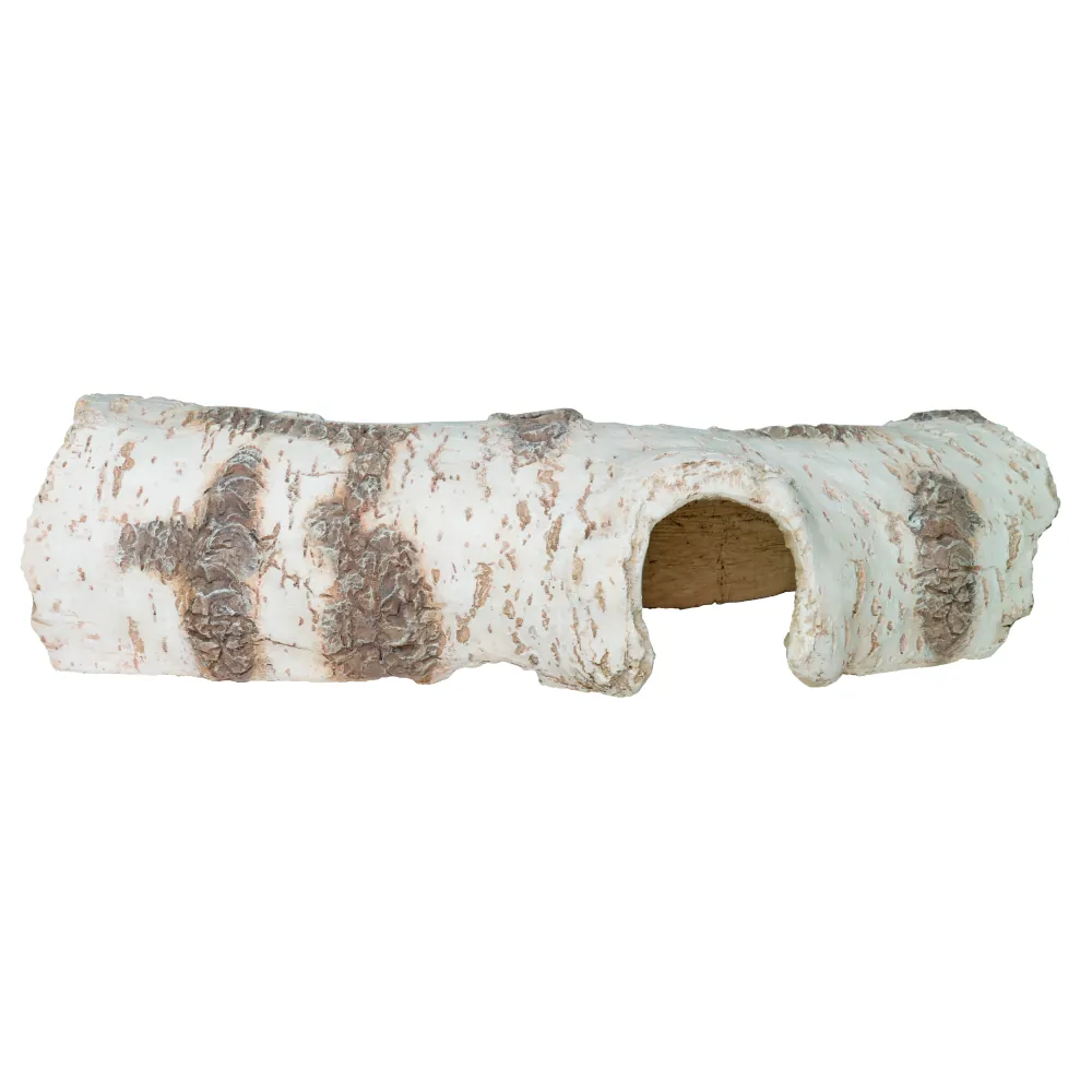 Hobby Birch Tunnel 3, Versteck/Höhle in realistischer Birkenrinden-Optik (32,5×14×8 cm) aus robustem Polyresin – schattiger Rückzug für Reptilien, Amphibien und Nager