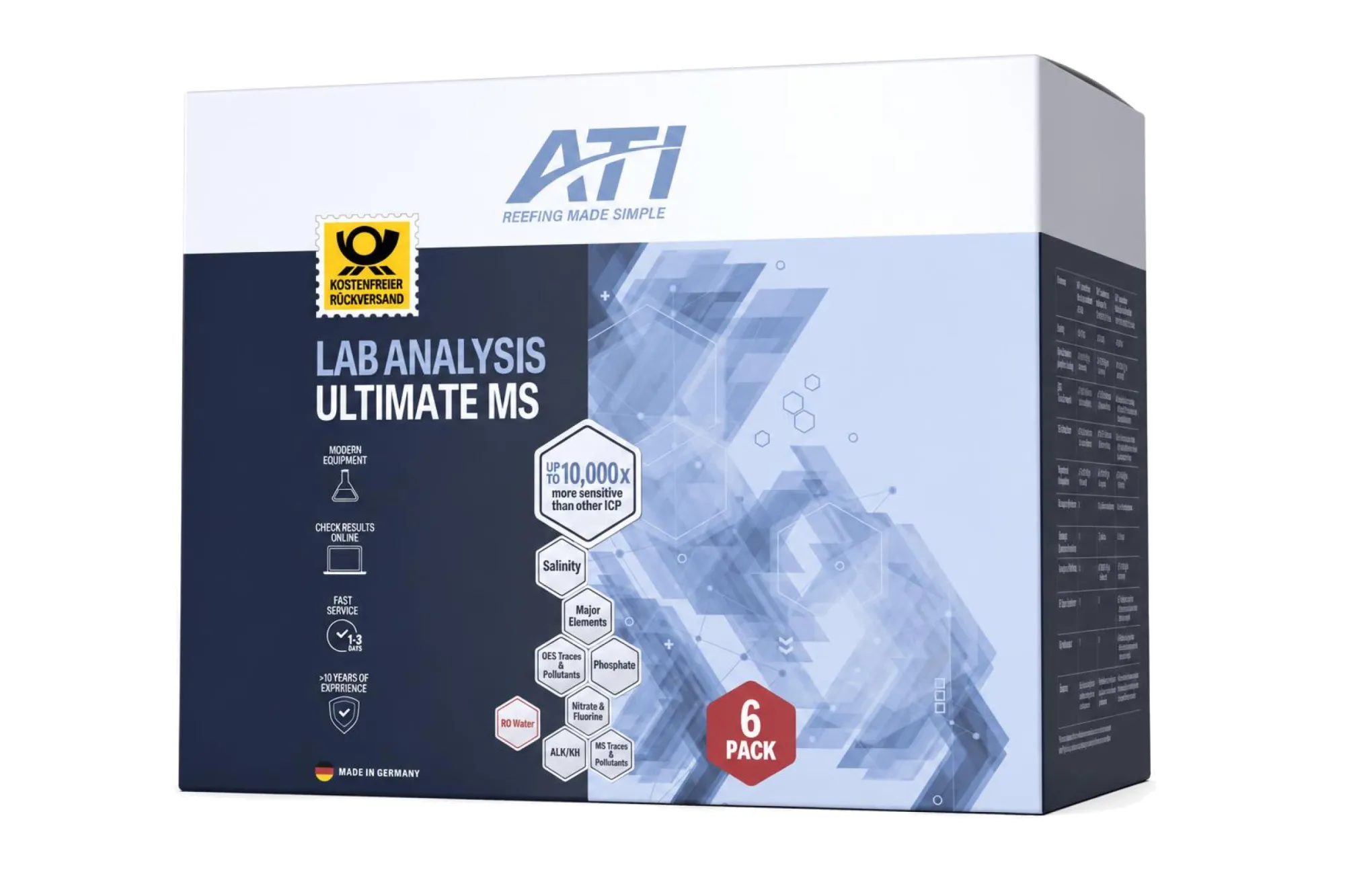 ATI ICP Laboranalyse Ultimate MS 6er-Pack inkl. Rückversand DE – KI-generierte Abbildung aus Produktreferenz