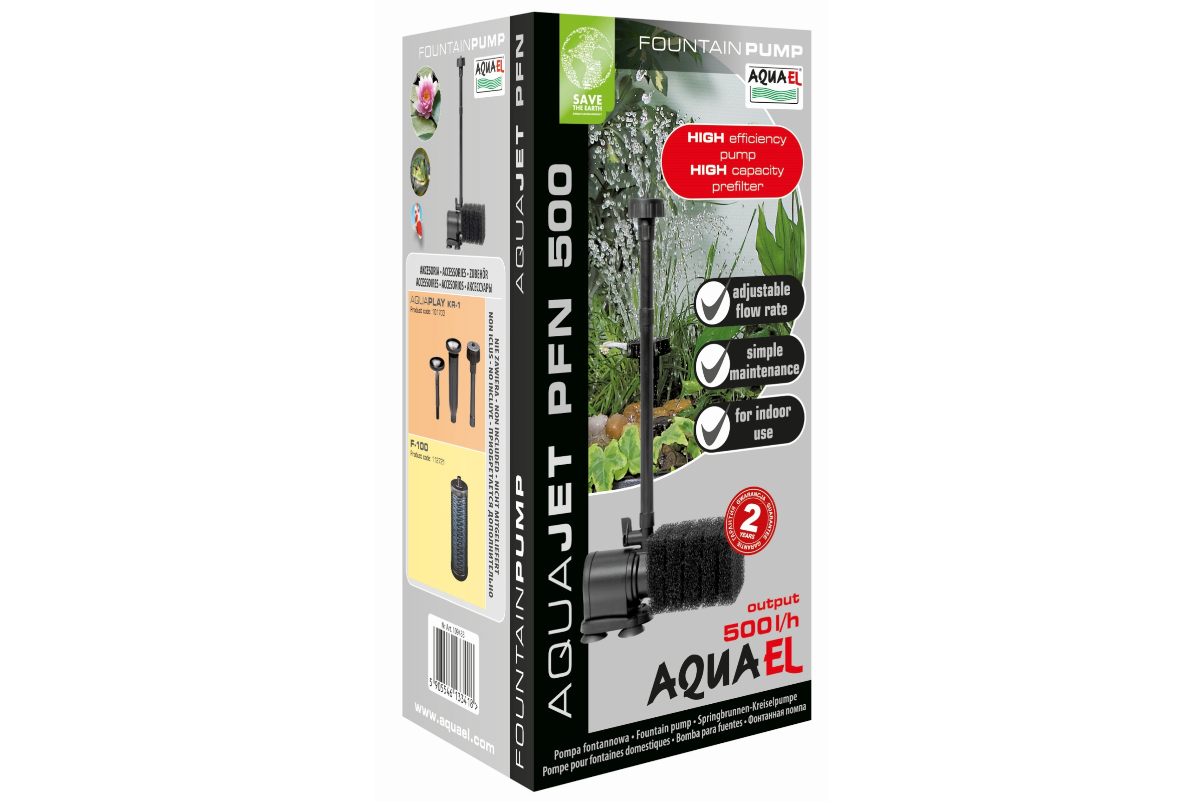 Aquael Teichpumpe AquaJet PFN 500, Springbrunnen-Kreiselpumpe