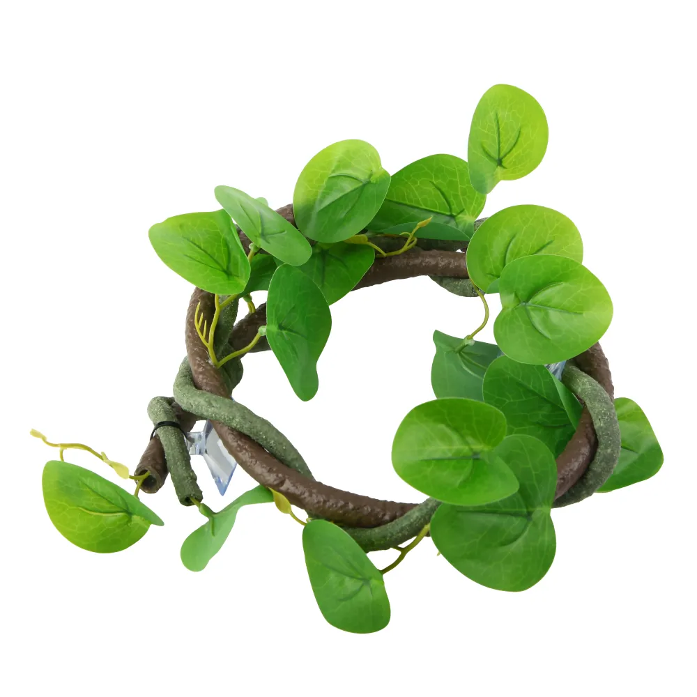 Hobby Jungle Vine 1, 100 cm frei biegbare Terrarien-Liane: braun-grüne, geschlungene Kletterranke mit kräftigen, runden grünen Blättern – flexible Dekopflanze für Terrarien von Hobby