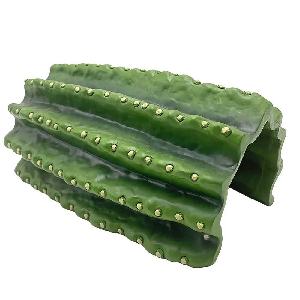 Hobby Cactus Tube 3: grüne Kaktusröhre aus wasserneutralem Polyresin, 24,5 × 16 × 12 cm – offene Höhle, Versteck, Durchgang und Kletterelement für Wüsten- und Trockenterrarien