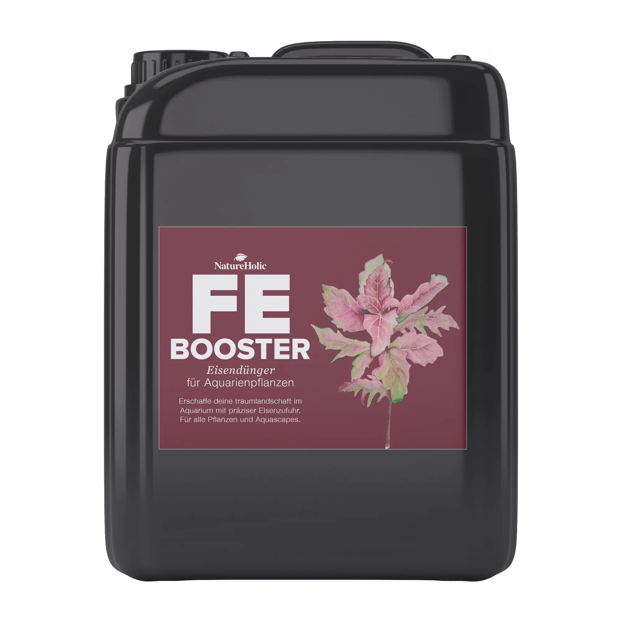 Schwarzer Kanister mit FE Booster Eisendünger-Etikett