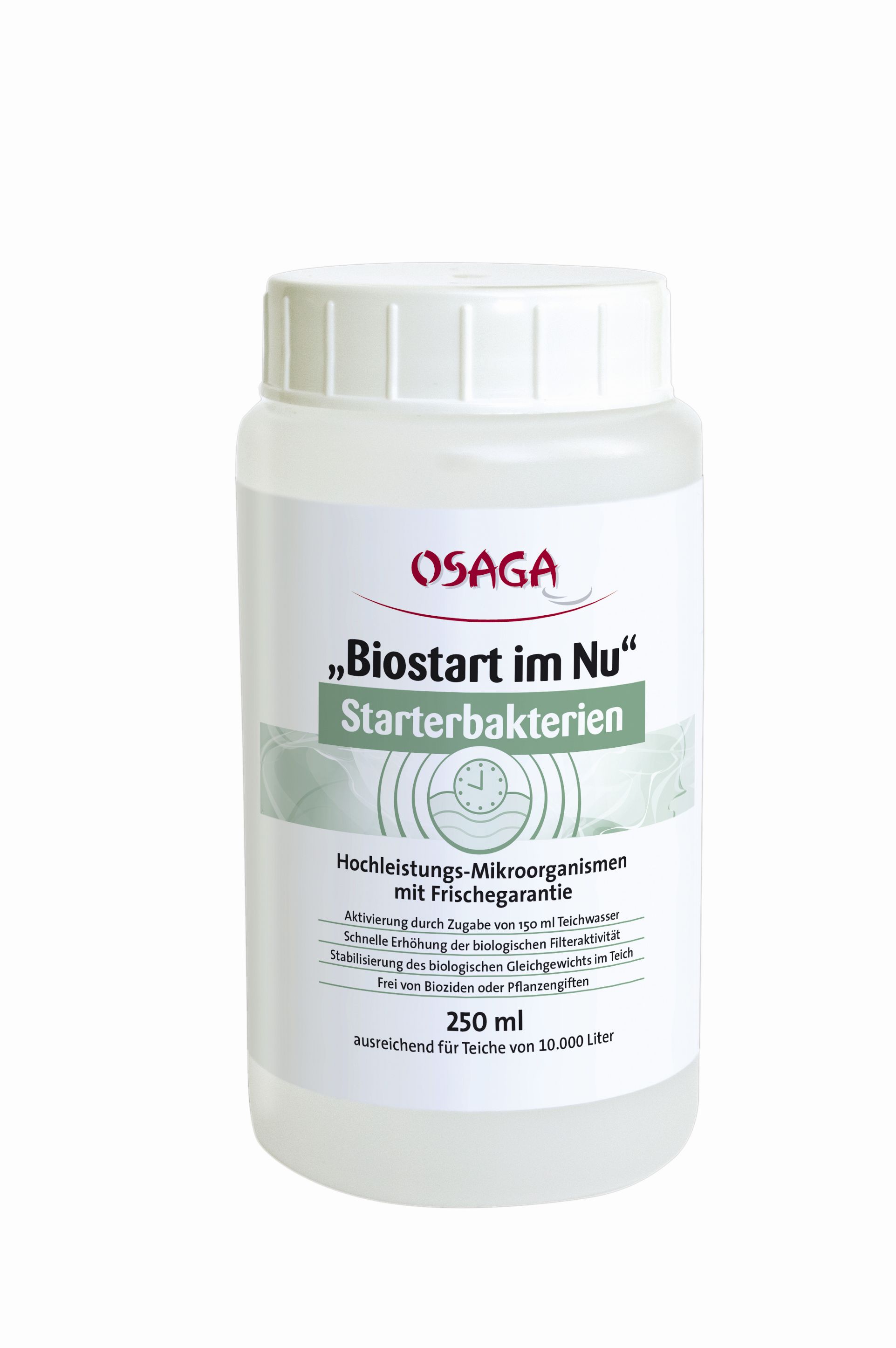 OSAGA Biostart im Nu 100 ml, Starter-Bakterien für Gartenteich zur schnellen Aktivierung biologischer Filterprozesse, schneller Schadstoffabbau und stabile Wasserwerte