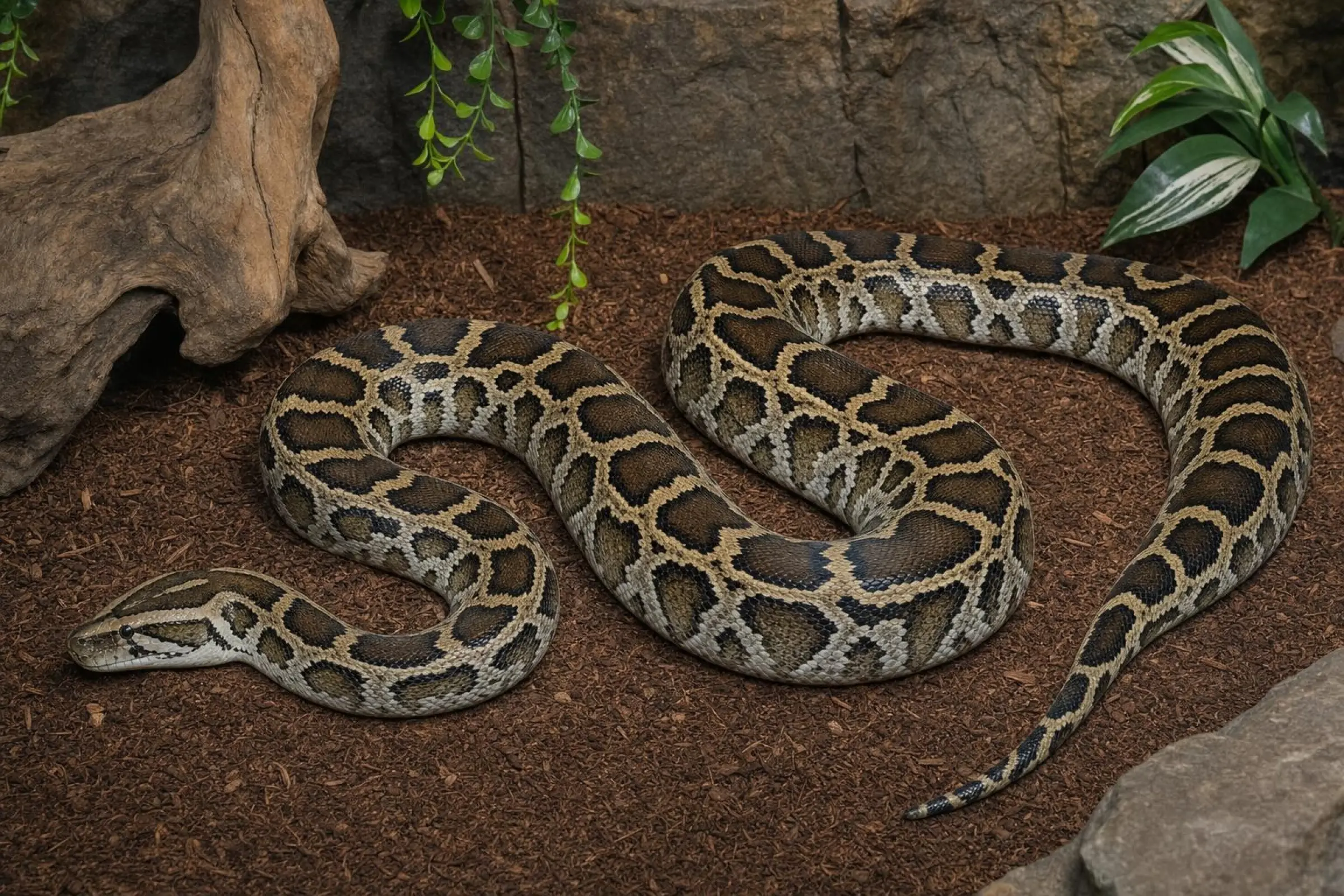 Dunkler Tigerpython, Python bivittatus