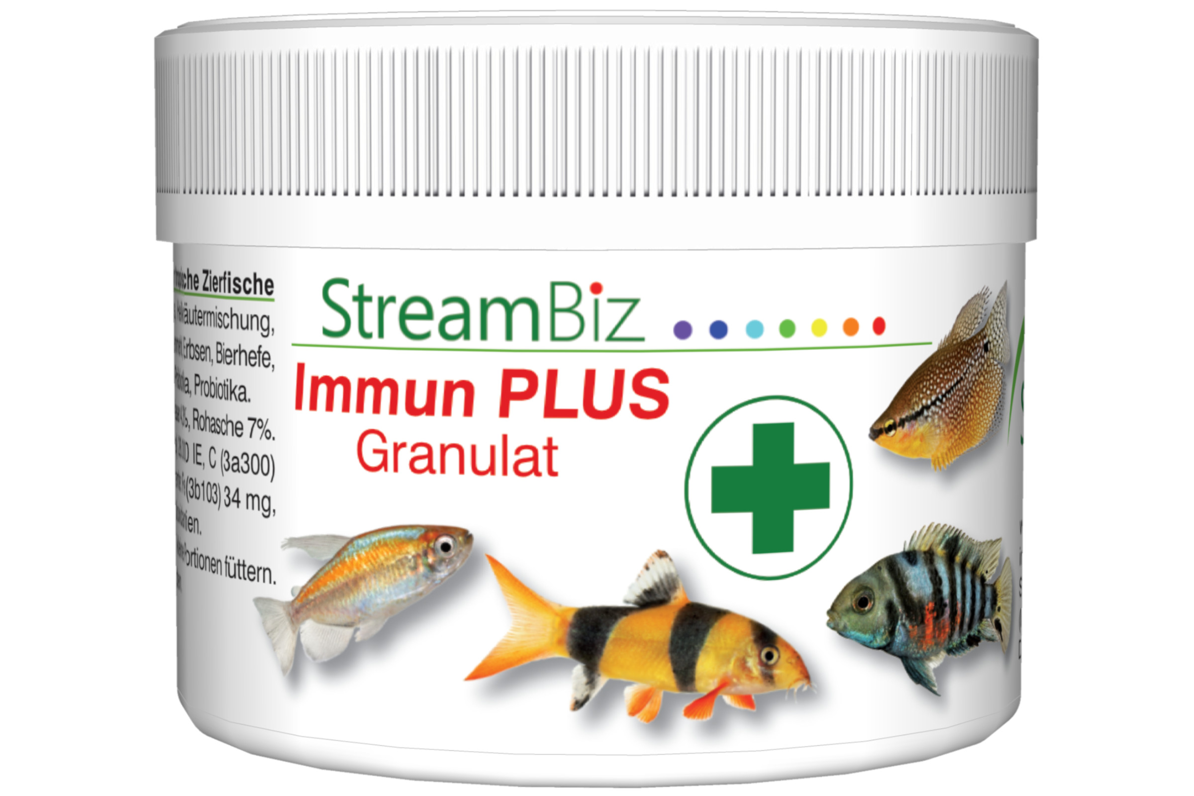 Dose StreamBiz Immun PLUS Granulat 80 g, feines Granulatfutter mit Heilkräutern für tropische Zierfische, gute Verdaulichkeit, sehr geringe Wasserbelastung und Unterstützung des Immunsystems