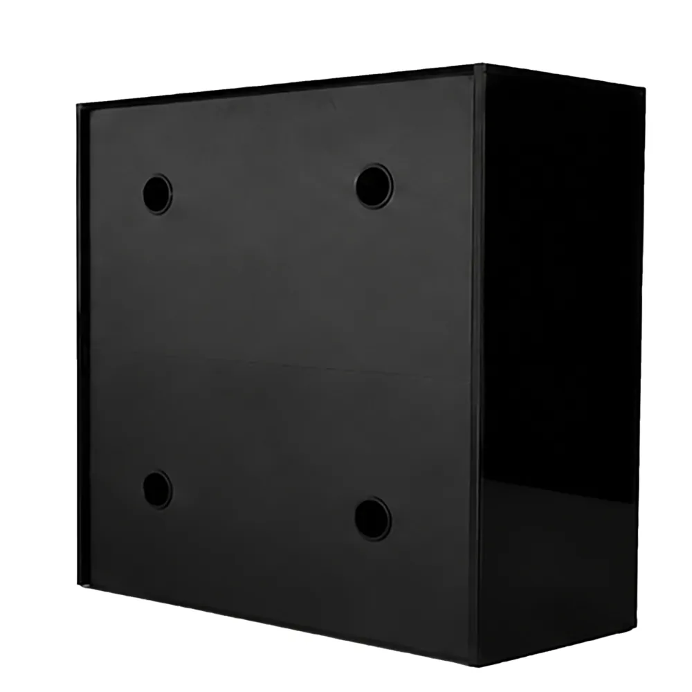 Hobby Terra Fix & Easy Stand 90 black: schwarzer Terrarien-Unterschrank aus FSC®-Holz, 91,4 × 45,7 × 90 cm, hochglänzende Schwarzglas-Tür mit vier Kabeldurchführungen, bis 300 kg belastbar