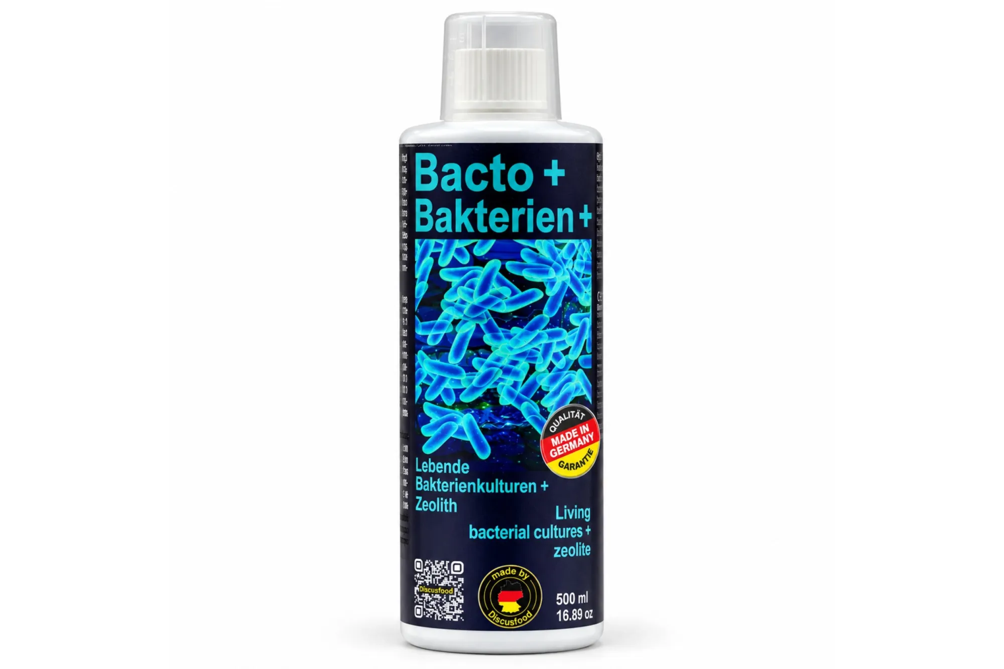DISCUSFOOD Bacto+ 500ml – KI-generiertes Produktbild