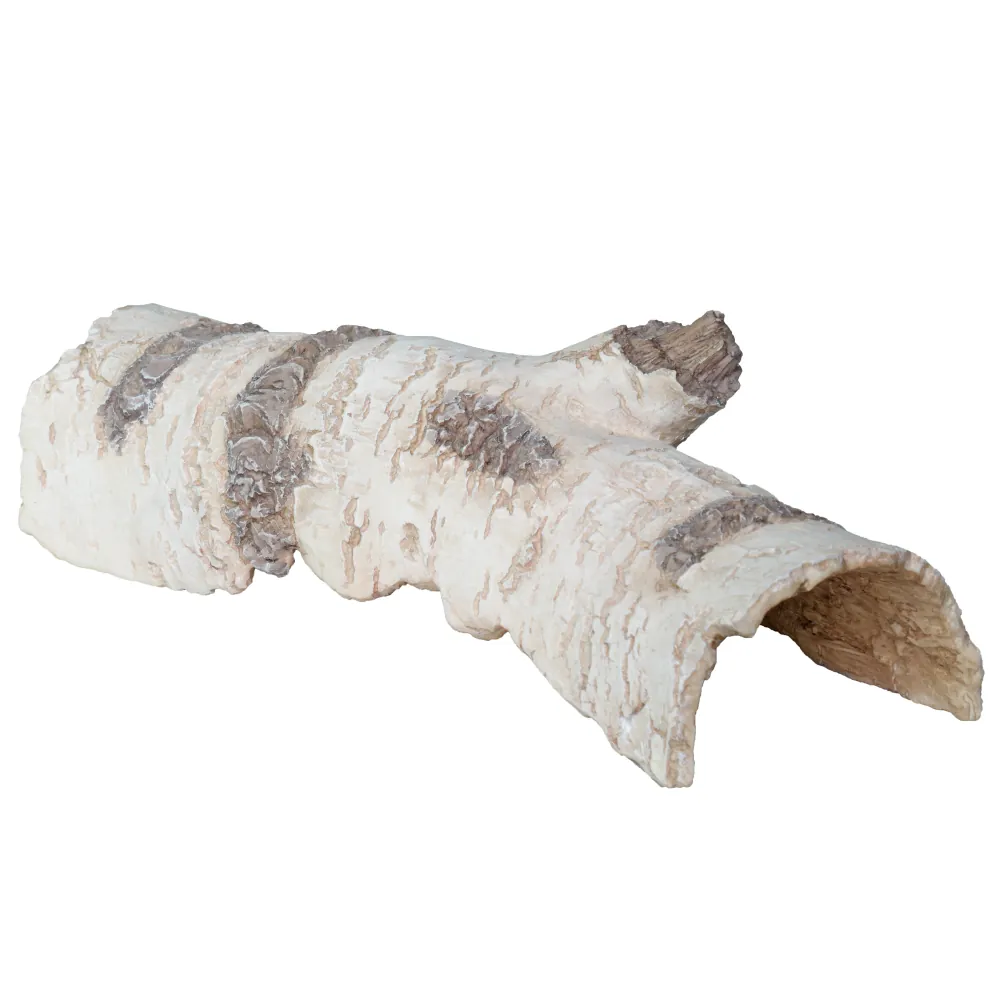 Hobby Birch Tunnel 2: weißer Birkenrinden-Tunnel aus Polyresin, realistisches Terrarium- und Nagerversteck 25,5 × 9 × 7,5 cm – schattiger Rückzugsort für Reptilien, Amphibien und Nager