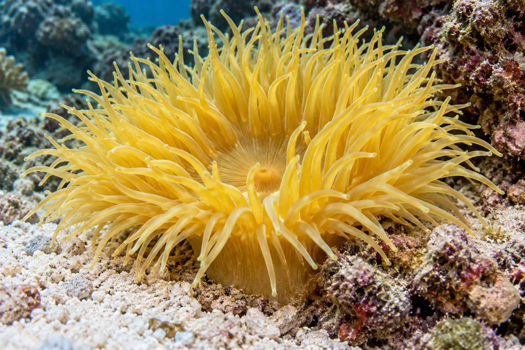 Lederanemone „Gelb“, Heteractis crispa, Größe M–L