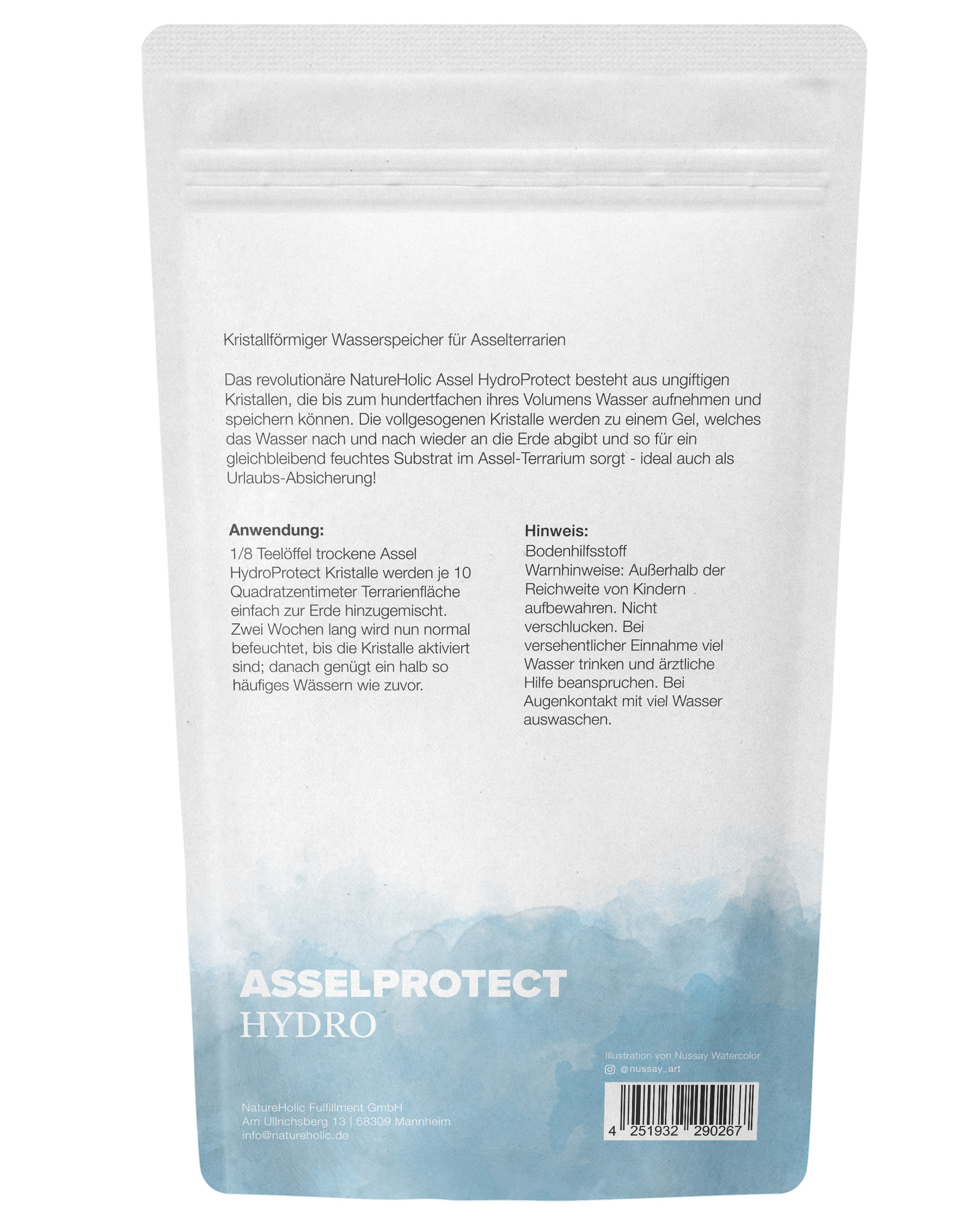 Rückseite der AsselProtect Hydro Verpackung mit Text