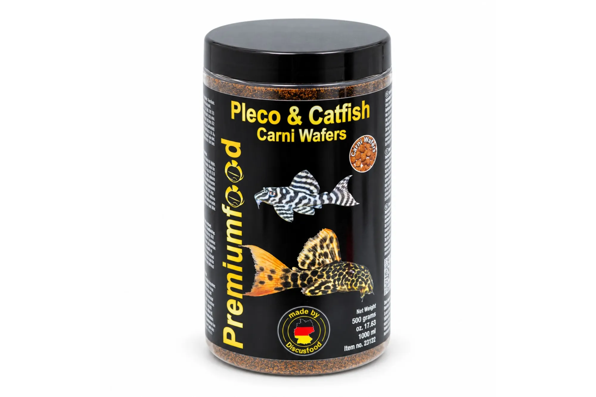 DISCUSFOOD Pleco und Catfish Carni Wafers 1000ml – KI-generiertes Produktbild