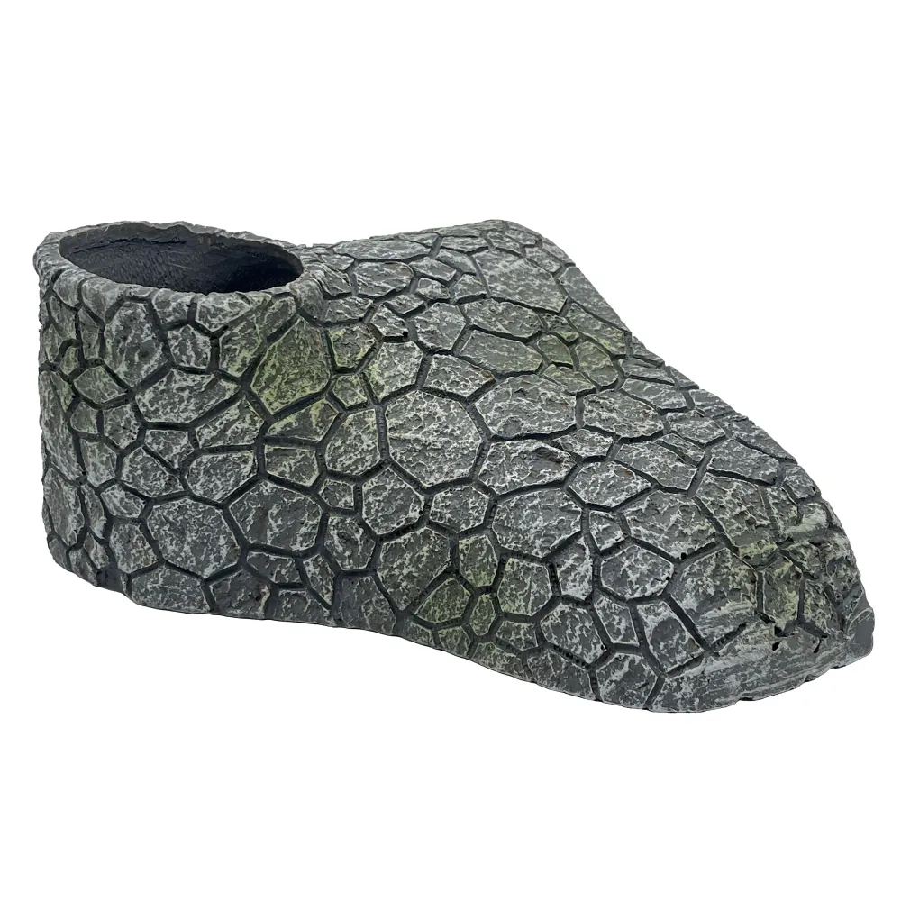 Hobby Cracked Rock Cave 2 Aquarienhöhle in Steinoptik mit kantiger Bruchstruktur und sichtbarer Gesteinsmaserung, dekorative Höhle als Versteck für Fische, Garnelen, Reptilien und Amphibien, Maße 19×14×8 cm